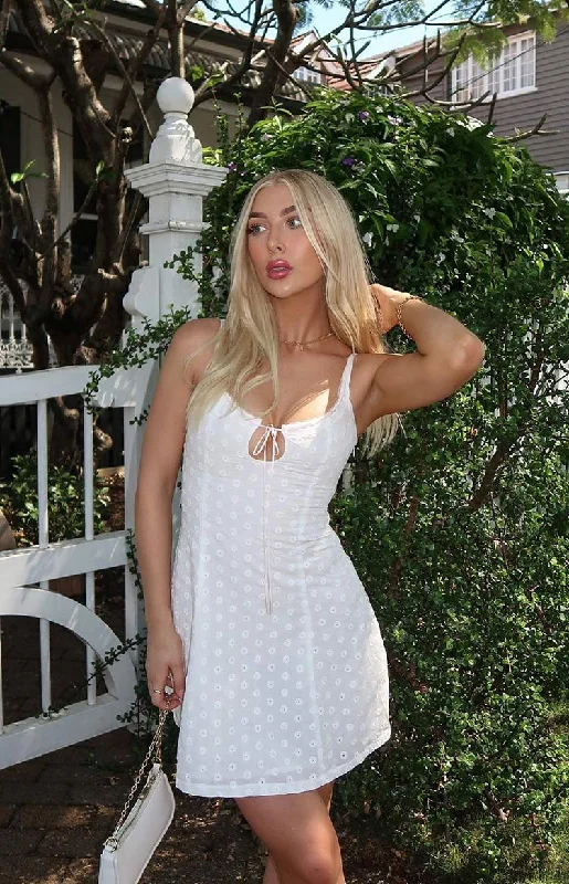 Mini dresses with ribbed textures for a unique appearanceYolanda White Mini Dress