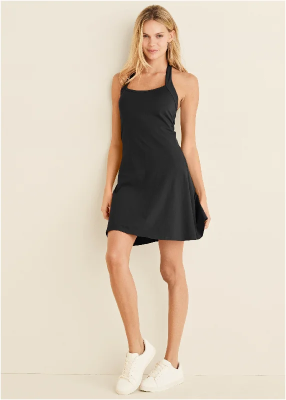 Animal print mini dresses for a bold statementHalter Neck Dress - Black