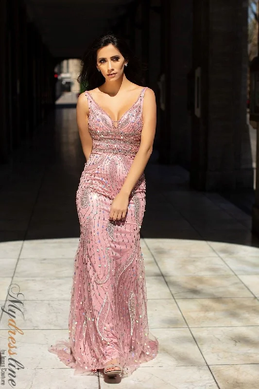 Prom dresses with lace - trimmed sleeves and empire - style waists for a flattering and vintage - inspired formal affairChic and Holland AN1403