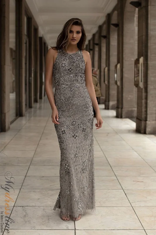 Prom dresses with geometric - cutout sleeves and flowing chiffon fabrics for a modern and airy lookChic and Holland AN1410