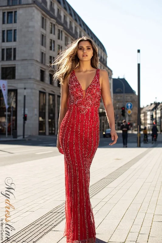 Formal dresses with off - the - shoulder sleeves and rhinestone accents for a sophisticated promChic and Holland AN1461 Formal dresses with off - the - shoulder sleeves and rhinestone accents for a sophisticated promChic and Holland AN1461