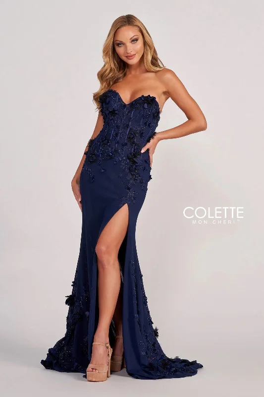 Colette CL2059 3D Flowers Long Formal Prom Dress