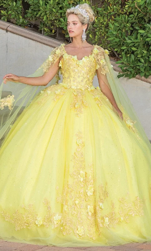 Prom dresses with gathered skirts and crystal - encrusted belts for a luxurious promDancing Queen 1745 - Floral Embroidered Sleeveless Ballgown