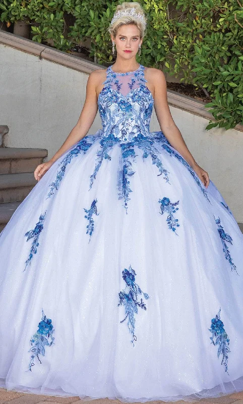 A - line formal dresses with beaded lace appliques for formal eventsDancing Queen 1761 - Sleeveless Halter Neck Ballgown A - line formal dresses with beaded lace appliques for formal eventsDancing Queen 1761 - Sleeveless Halter Neck Ballgown