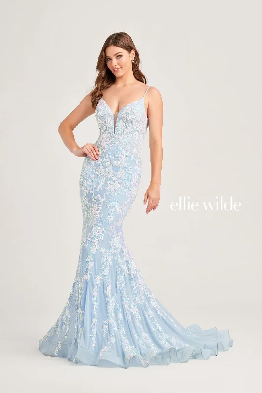Mermaid - Style Women Dress with a Fitted Silhouette for Special OccasionsEllie Wilde EW35048 Long Mermaid Formal Beaded Prom Dress Mermaid - Style Women Dress with a Fitted Silhouette for Special OccasionsEllie Wilde EW35048 Long Mermaid Formal Beaded Prom Dress