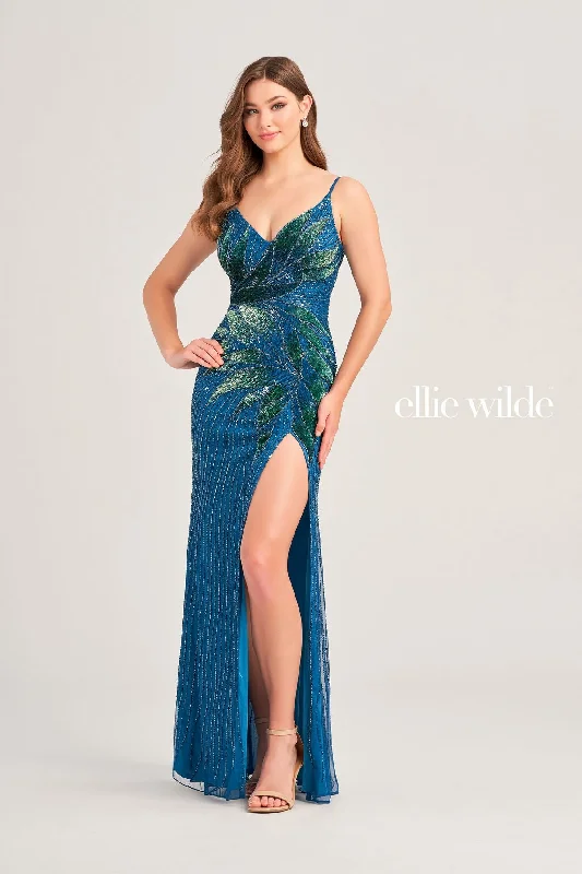 Empire Waist Women Dress to Accentuate the Bust and Conceal the WaistEllie Wilde EW35066 Formal Long Sequin Fitted Prom Gown Empire Waist Women Dress to Accentuate the Bust and Conceal the WaistEllie Wilde EW35066 Formal Long Sequin Fitted Prom Gown