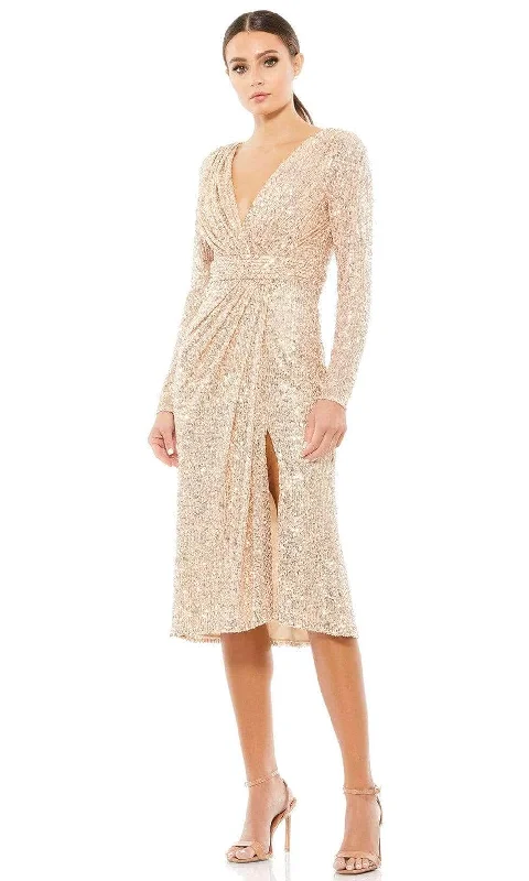 Cocktail dresses with a tassel - adorned belt and a sheath styleIeena Duggal - 26555I Long Sleeve Sequined Dress Cocktail dresses with a tassel - adorned belt and a sheath styleIeena Duggal - 26555I Long Sleeve Sequined Dress