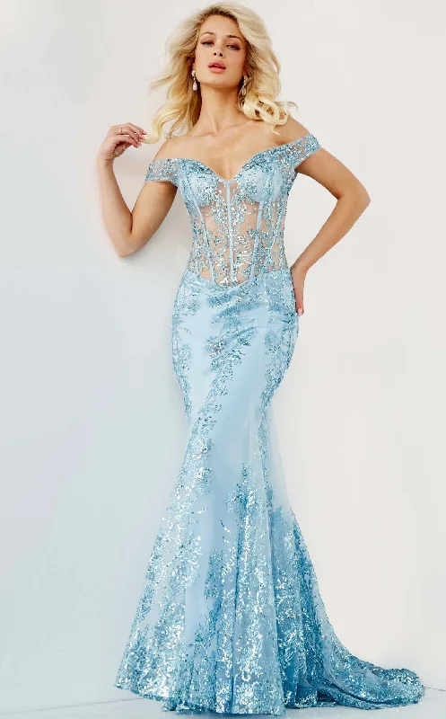 Prom dresses with tiered ruffled sleeves and satin skirts for a feminine and voluminous lookJovani 06369BG Dress Prom dresses with tiered ruffled sleeves and satin skirts for a feminine and voluminous lookJovani 06369BG Dress