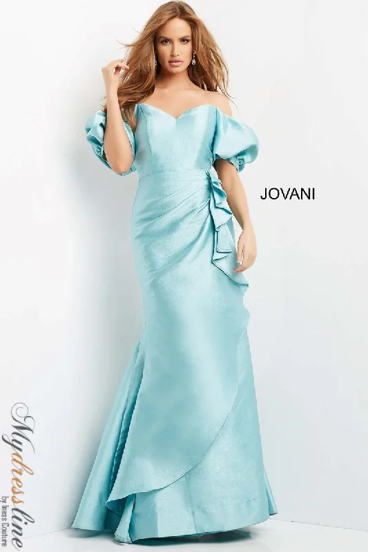 Prom dresses with lace - trimmed sleeves and empire - style waists for a flattering and vintage - inspired formal affairJovani 07020 Prom dresses with lace - trimmed sleeves and empire - style waists for a flattering and vintage - inspired formal affairJovani 07020