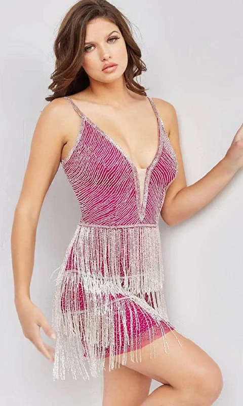 Cocktail dresses with a cut - out detail and a body - con fitJovani 23293 - Sleeveless Crystal Cocktail Dress Cocktail dresses with a cut - out detail and a body - con fitJovani 23293 - Sleeveless Crystal Cocktail Dress