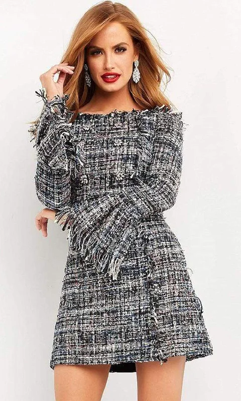 Cocktail dresses with off - the - shoulder designs and beaded accentsJovani - M03273 Off Shoulder A-Line Short Dress Cocktail dresses with off - the - shoulder designs and beaded accentsJovani - M03273 Off Shoulder A-Line Short Dress