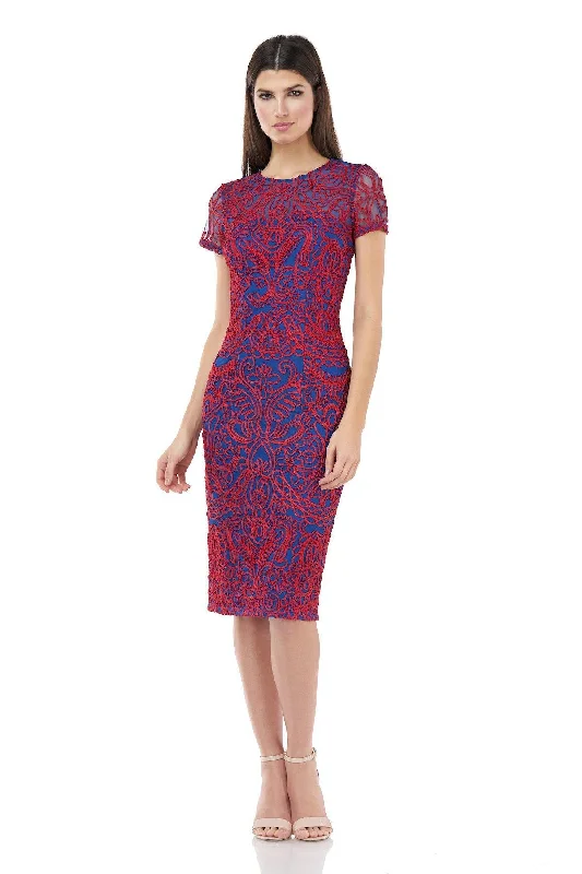 Short cocktail dresses in royal blue for a formal eventJS Collections Short Sleeve Knee Length Dress 866902 Short cocktail dresses in royal blue for a formal eventJS Collections Short Sleeve Knee Length Dress 866902