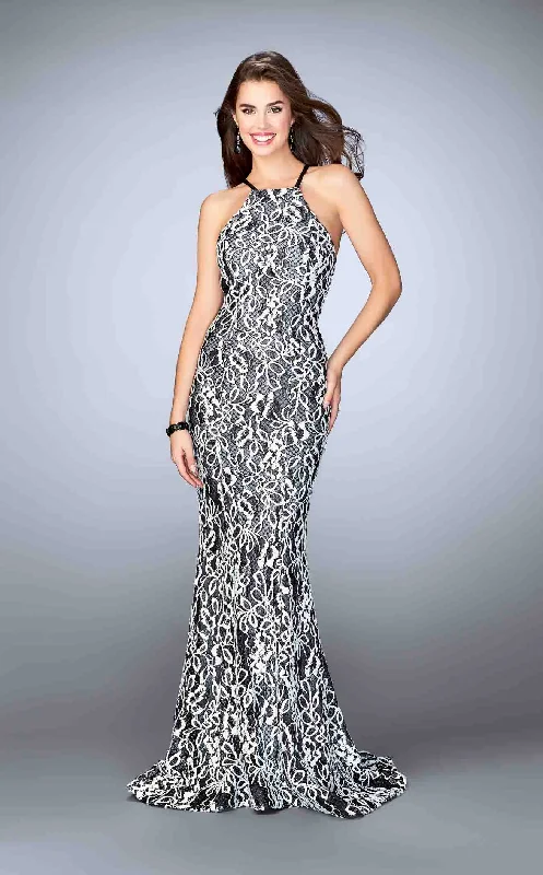 Tea - length formal dresses with lace trim for a semi - formal promLa Femme 23848 Dress Tea - length formal dresses with lace trim for a semi - formal promLa Femme 23848 Dress