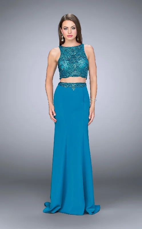 Formal dresses with embroidered panels and tulle overlays for a fairytale promLa Femme 23907 Dress Formal dresses with embroidered panels and tulle overlays for a fairytale promLa Femme 23907 Dress