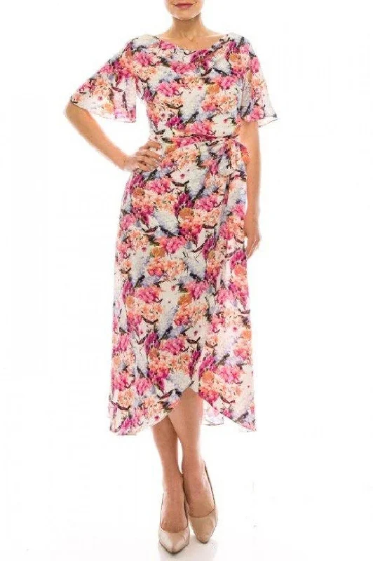 Satin cocktail dresses with a high - low hem for a modern touchMaison Tara Floral Print Day Dress Satin cocktail dresses with a high - low hem for a modern touchMaison Tara Floral Print Day Dress