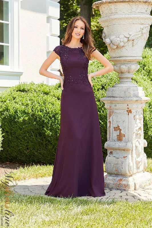 A - line formal dresses with beaded lace appliques for formal eventsMorilee 72534