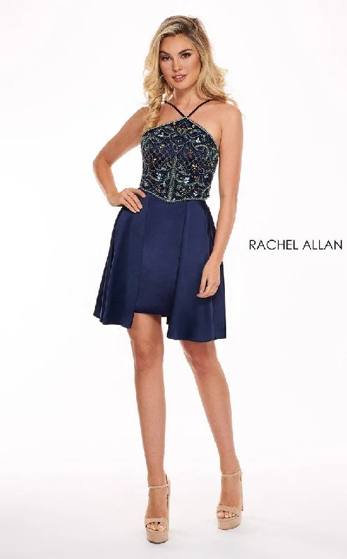 Cocktail dresses with a velvet - trimmed collar and a short skirtRachel Allan Short Homecoming Halter Dress 4693 Cocktail dresses with a velvet - trimmed collar and a short skirtRachel Allan Short Homecoming Halter Dress 4693