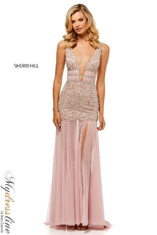 Formal dresses with gathered bodices and wide - leg skirts for a comfortable and stylish silhouetteSherri Hill 52536 Formal dresses with gathered bodices and wide - leg skirts for a comfortable and stylish silhouetteSherri Hill 52536