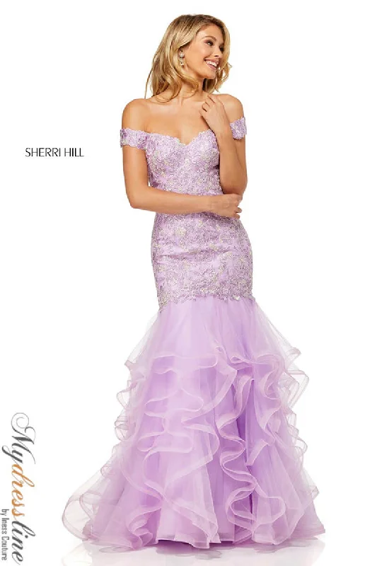 Sleeveless formal dresses with sequined straps and a - line skirts for a classic formal eventSherri Hill 52559