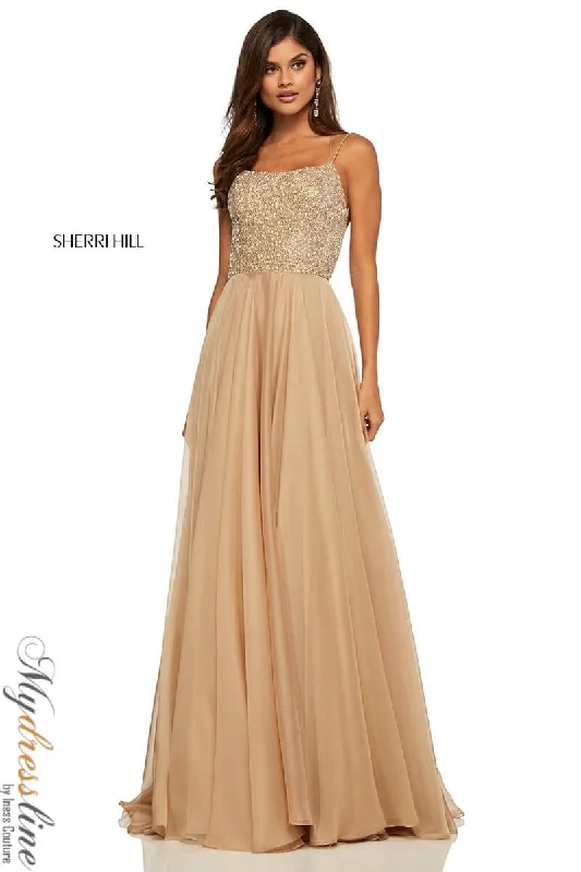 Formal dresses with high - low hems and floral embroidery for a unique prom styleSherri Hill 52591 Formal dresses with high - low hems and floral embroidery for a unique prom styleSherri Hill 52591