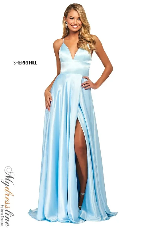 Prom dresses with pom - pom - decorated hems and cotton - blend fabrics for a playful and comfortable formal styleSherri Hill 53498 Prom dresses with pom - pom - decorated hems and cotton - blend fabrics for a playful and comfortable formal styleSherri Hill 53498