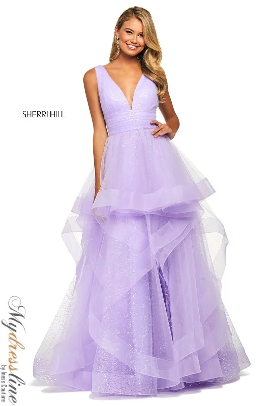 Long - train formal dresses in chiffon for a dramatic prom entranceSherri Hill 53586 Long - train formal dresses in chiffon for a dramatic prom entranceSherri Hill 53586
