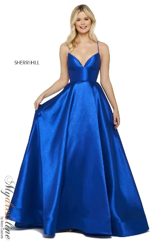 Prom dresses with pom - pom - decorated hems and cotton - blend fabrics for a playful and comfortable formal styleSherri Hill 53661 Prom dresses with pom - pom - decorated hems and cotton - blend fabrics for a playful and comfortable formal styleSherri Hill 53661