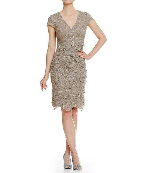 Mini cocktail dresses with a cold - shoulder ruffled sleeveAlex Evenings AE1121084 Short Formal Dress Cocktail Mini cocktail dresses with a cold - shoulder ruffled sleeveAlex Evenings AE1121084 Short Formal Dress Cocktail