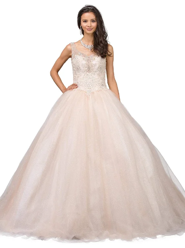 Strapless formal dresses with tulle skirts for a classic prom lookDancing Queen - 1201 Sleeveless Embellished V-neck Quinceanera Ballgown Strapless formal dresses with tulle skirts for a classic prom lookDancing Queen - 1201 Sleeveless Embellished V-neck Quinceanera Ballgown