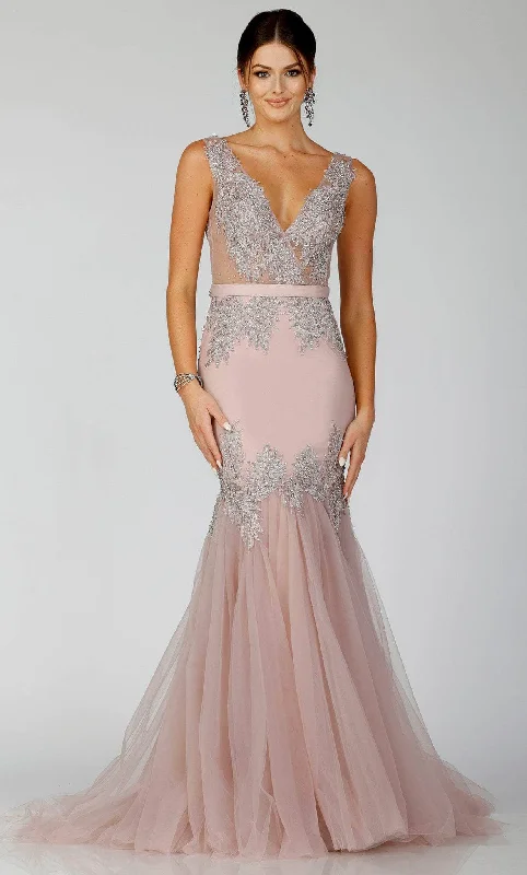 Formal dresses with high - low hems and floral embroidery for a unique prom styleTerani Couture 231P0189 - Applique Mermaid Prom Gown Formal dresses with high - low hems and floral embroidery for a unique prom styleTerani Couture 231P0189 - Applique Mermaid Prom Gown