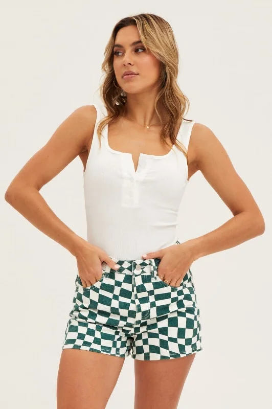 Patterned Geometric Women Shorts for a Modern AppealAbstract Print High Rise Relaxed Denim Shorts Patterned Geometric Women Shorts for a Modern AppealAbstract Print High Rise Relaxed Denim Shorts