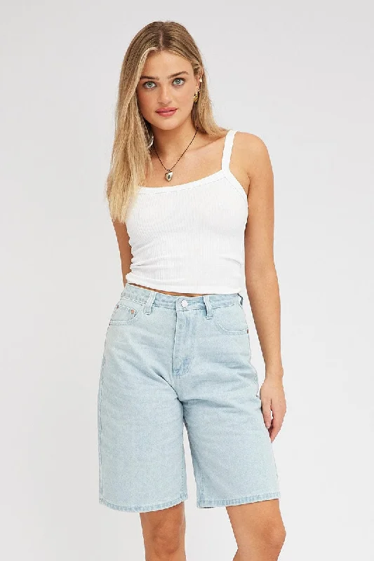 Leather Look Women Shorts for an Edgy and Chic StyleBlue Denim Knee Length Denim Shorts Relaxed Leather Look Women Shorts for an Edgy and Chic StyleBlue Denim Knee Length Denim Shorts Relaxed