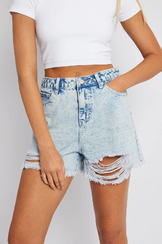 Ruffled Hem Women Shorts to Add a Feminine TouchDenim High Rise Denim Short Ripped