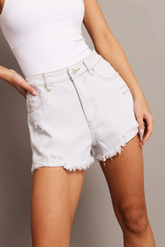 Embroidered Women Shorts with Intricate DesignsDenim Ripped Denim Short Mid Rise