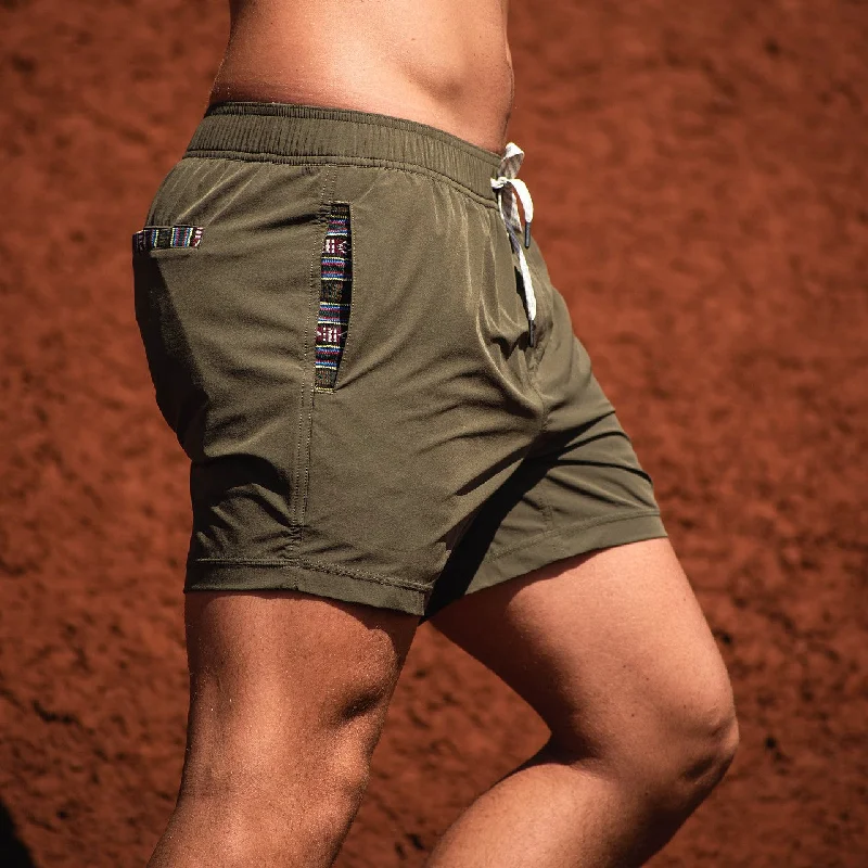 High - Waisted Women Shorts for a Retro and Flattering LookFlow Short (Athletic) - Olive 5.5" & 7" - Linerless High - Waisted Women Shorts for a Retro and Flattering LookFlow Short (Athletic) - Olive 5.5" & 7" - Linerless