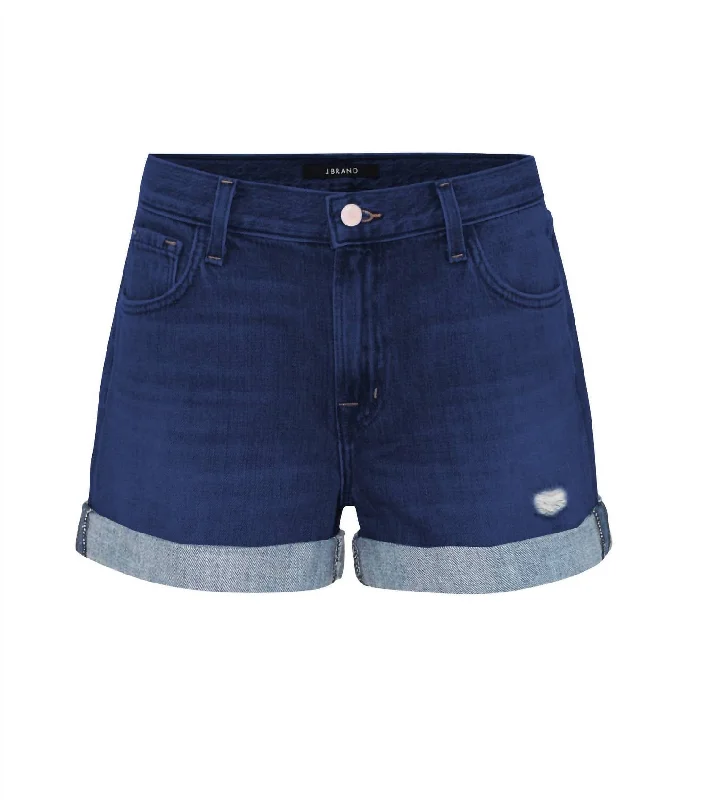 Embroidered Women Shorts with Intricate DesignsJohnny Mid Rise Shorts In Blue