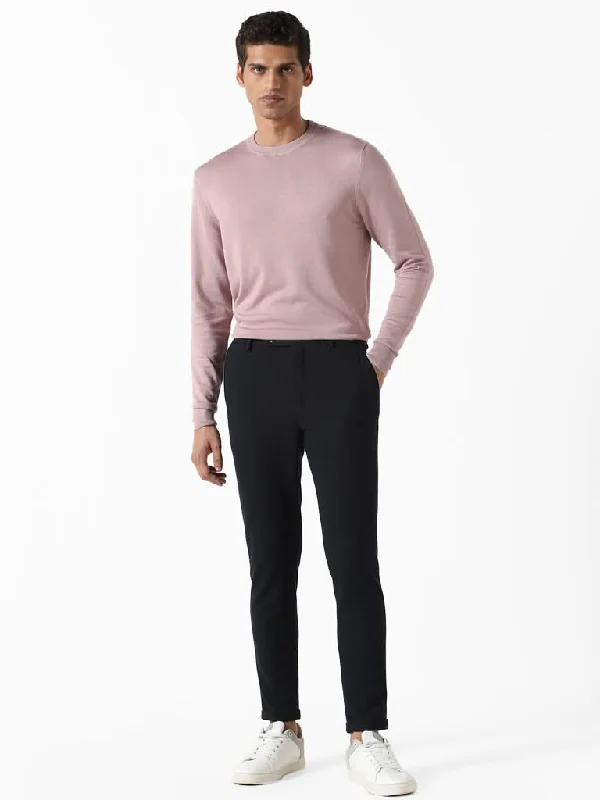 Linen Women Shorts for Breathable Comfort in Hot WeatherWES Formals Solid Dusty Pink Ribbed Slim-Fit Sweater Linen Women Shorts for Breathable Comfort in Hot WeatherWES Formals Solid Dusty Pink Ribbed Slim-Fit Sweater