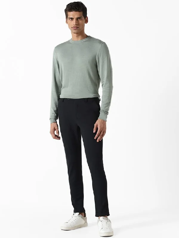 Elastic Waist Women Shorts for Easy Wear and ComfortWES Formals Solid Sage Ribbed Slim-Fit Sweater Elastic Waist Women Shorts for Easy Wear and ComfortWES Formals Solid Sage Ribbed Slim-Fit Sweater