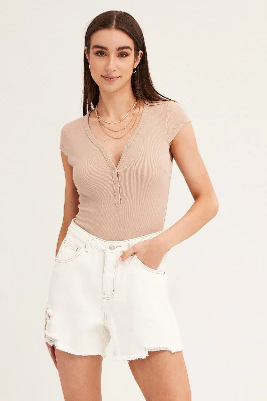 Cuffed Women Shorts for a Laid - Back and Trendy LookWhite Denim Shorts High Rise Relaxed Cuffed Women Shorts for a Laid - Back and Trendy LookWhite Denim Shorts High Rise Relaxed