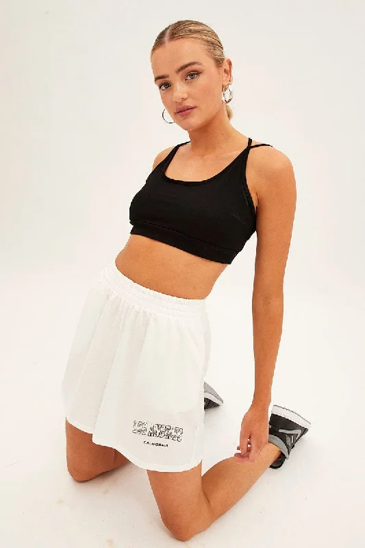 Printed Floral Women Shorts for a Summer - Ready StyleWhite Elastic Waist Biker Track Shorts Printed Floral Women Shorts for a Summer - Ready StyleWhite Elastic Waist Biker Track Shorts