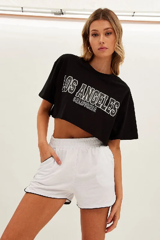 Patterned Geometric Women Shorts for a Modern AppealWhite Track Short Piping Contrast Detail Patterned Geometric Women Shorts for a Modern AppealWhite Track Short Piping Contrast Detail