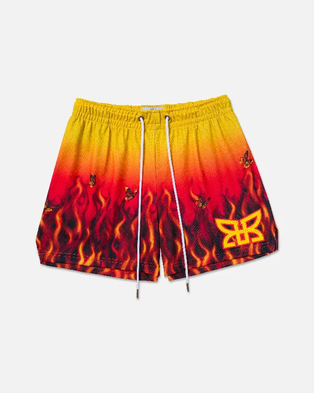 Embroidered Women Shorts with Intricate DesignsYELLOW FLAMES