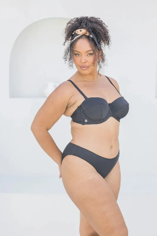 Monokini - style bikini with a unique one - piece - meets - bikini designBlack High Leg Brief Monokini - style bikini with a unique one - piece - meets - bikini designBlack High Leg Brief
