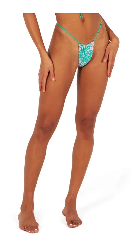 Floral - printed bikini for a feminine and colorful beach vibeZOE THONG BOTTOM - PINK/GREEN Floral - printed bikini for a feminine and colorful beach vibeZOE THONG BOTTOM - PINK/GREEN