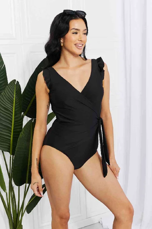 Plus Size Women's Ruffled Hem One - Pieces in Pink for a Feminine and Flirty Summer OutfitMarina West Swim Full Size Float On Ruffle Faux Wrap One-Piece in Black Plus Size Women's Ruffled Hem One - Pieces in Pink for a Feminine and Flirty Summer OutfitMarina West Swim Full Size Float On Ruffle Faux Wrap One-Piece in Black