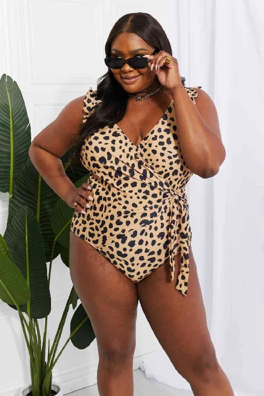 Women's Cut - Out One - Pieces in Black with Geometric Shapes for a Modern and Edgy StyleMarina West Swim Full Size Float On Ruffle Faux Wrap One-Piece in Leopard Women's Cut - Out One - Pieces in Black with Geometric Shapes for a Modern and Edgy StyleMarina West Swim Full Size Float On Ruffle Faux Wrap One-Piece in Leopard
