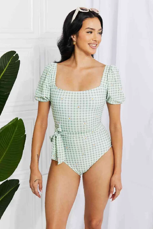 Plus Size Women's Ruffled Hem One - Pieces in Pink for a Feminine and Flirty Summer OutfitMarina West Swim Salty Air Puff Sleeve One-Piece in Sage Plus Size Women's Ruffled Hem One - Pieces in Pink for a Feminine and Flirty Summer OutfitMarina West Swim Salty Air Puff Sleeve One-Piece in Sage