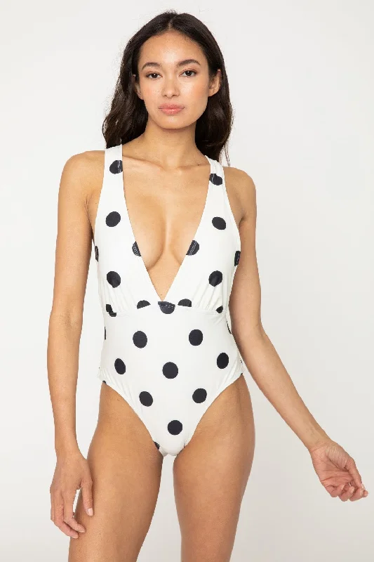Women's Plaid Patterned One - Pieces in Red and Black for a Classic Fall LookPolka Dot Tied Plunge One-Piece Swimsuit Women's Plaid Patterned One - Pieces in Red and Black for a Classic Fall LookPolka Dot Tied Plunge One-Piece Swimsuit