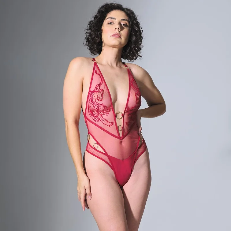 Sheer Bodysuits for a Seductive and Alluring OutfitTigris Bodysuit - Crimson - FINAL SALE